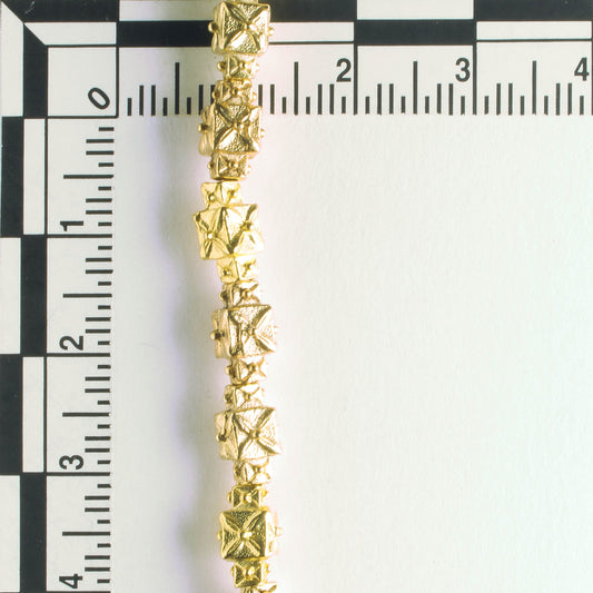 Pewter Beads, Gold Plated - 8" Strand