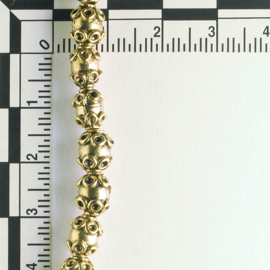 Pewter Beads, Gold Plated - 8" Strand