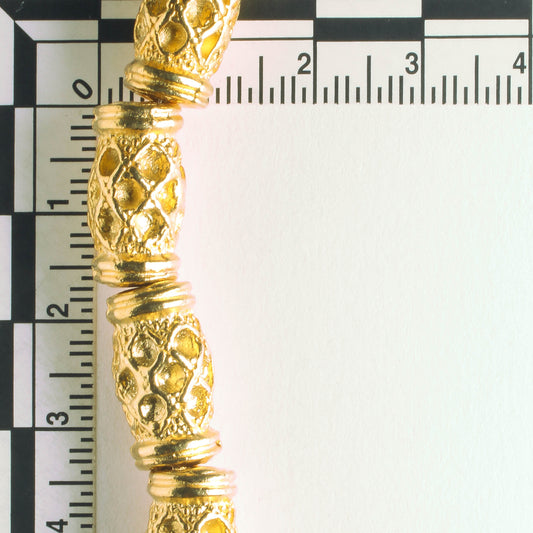 Pewter Beads, Gold Plated - 8" Strand