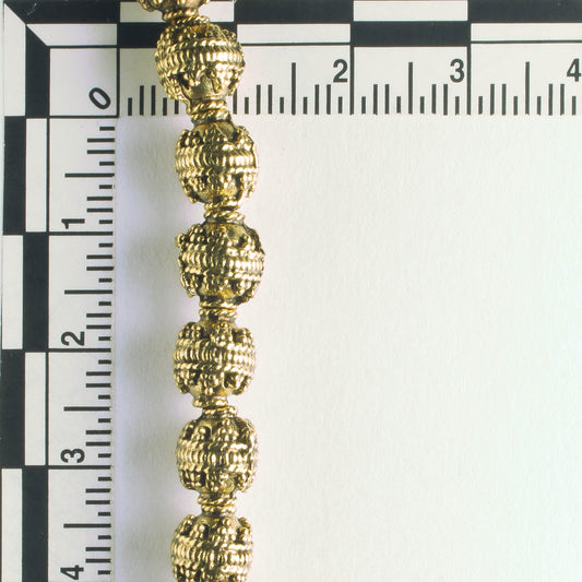 Pewter Beads, Gold Plated - 8" Strand