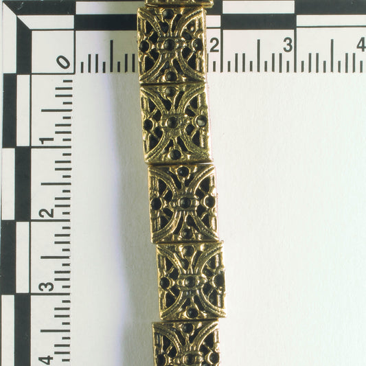 Pewter Beads, Gold Plated - 8" Strand