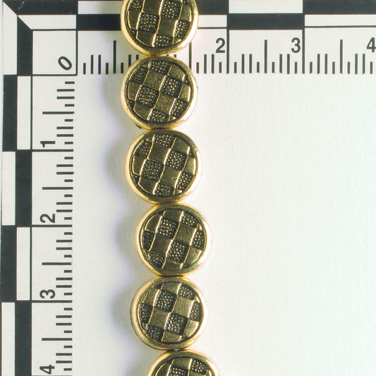 Pewter Beads, Gold Plated - 8" Strand