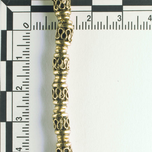 Pewter Beads, Gold Plated - 8" Strand