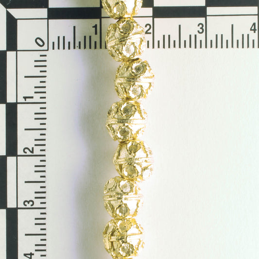 Pewter Beads, Gold Plated - 8" Strand