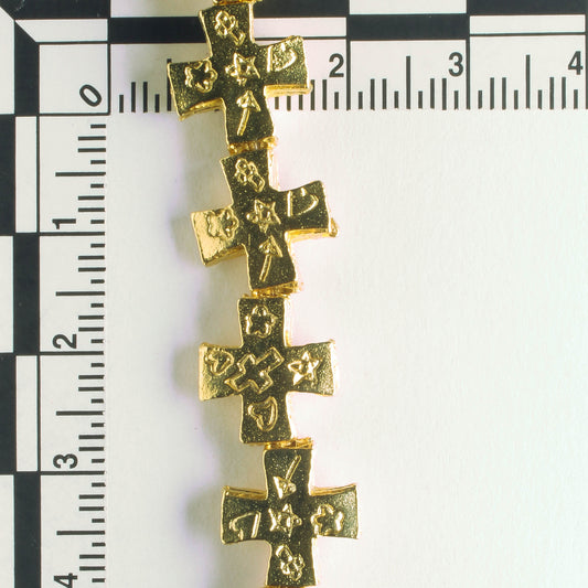 Pewter Beads, Gold Plated - 8" Strand