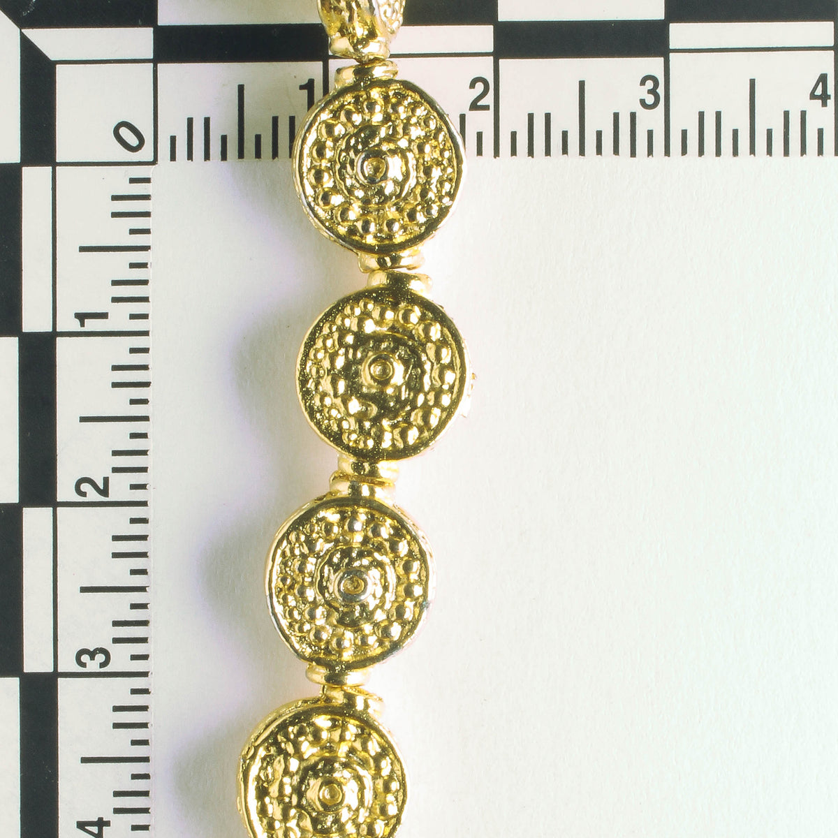 Pewter Beads, Gold Plated - 8" Strand