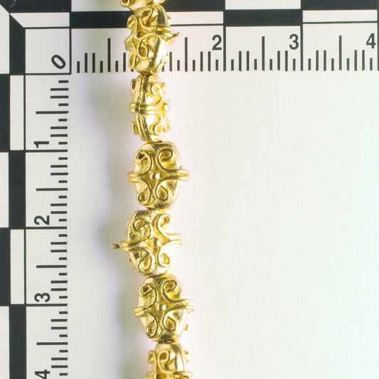 Pewter Beads, Gold Plated - 8" Strand