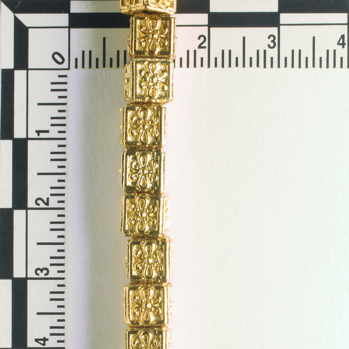 Pewter Beads, Gold Plated - 8" Strand