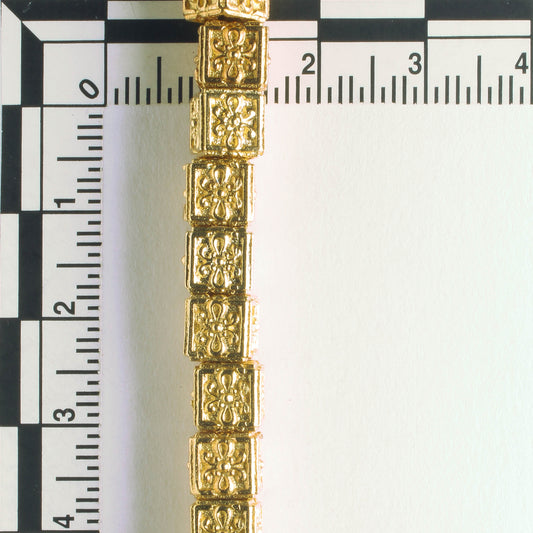 Pewter Beads, Gold Plated - 8" Strand