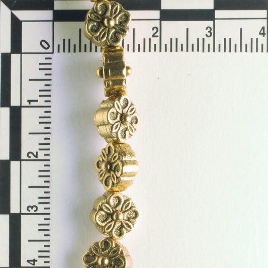 Pewter Beads, Gold Plated - 8" Strand