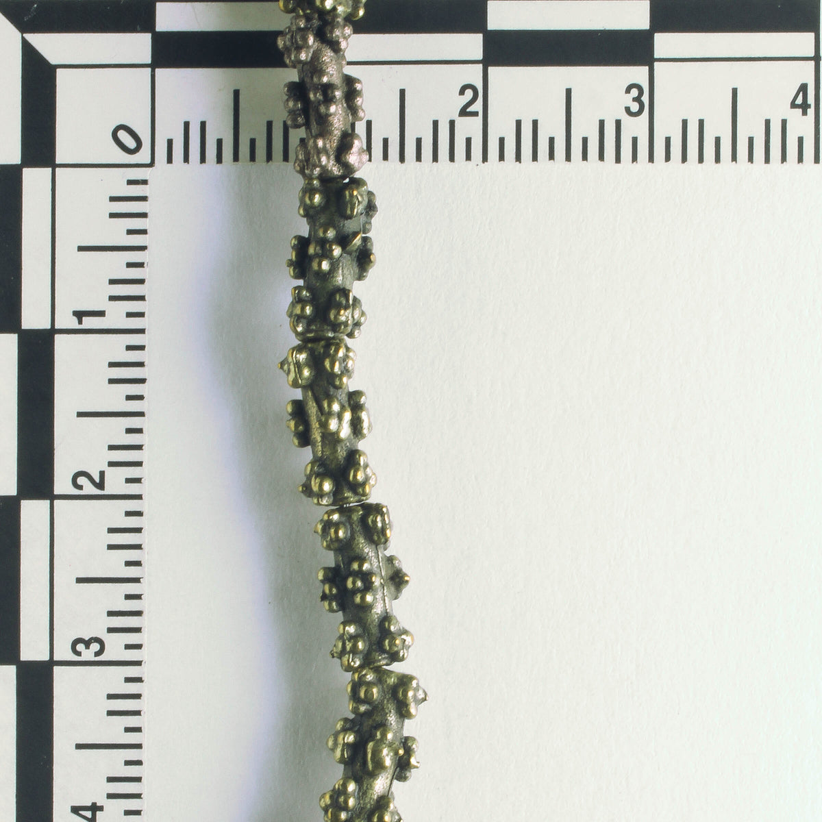 Pewter Beads, Brass Plated - 8" Strand