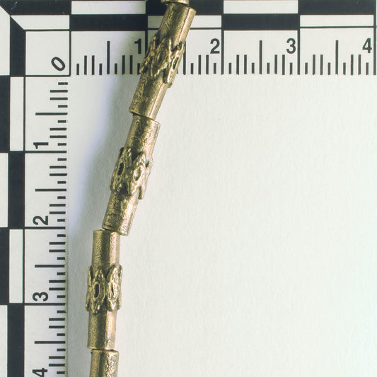 Pewter Beads, Brass Plated - 8" Strand