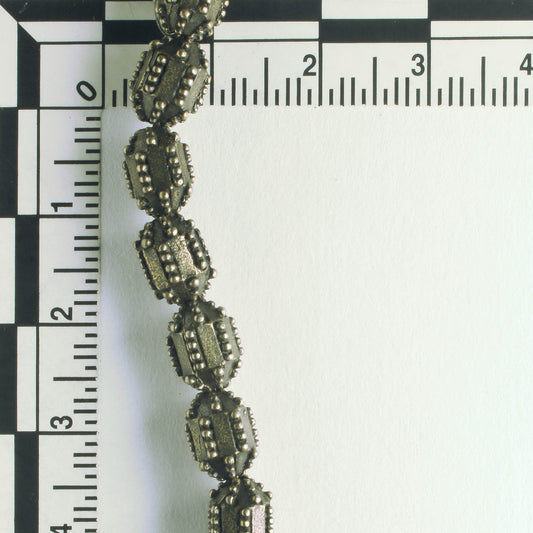 Pewter Beads, Brass Plated - 8" Strand
