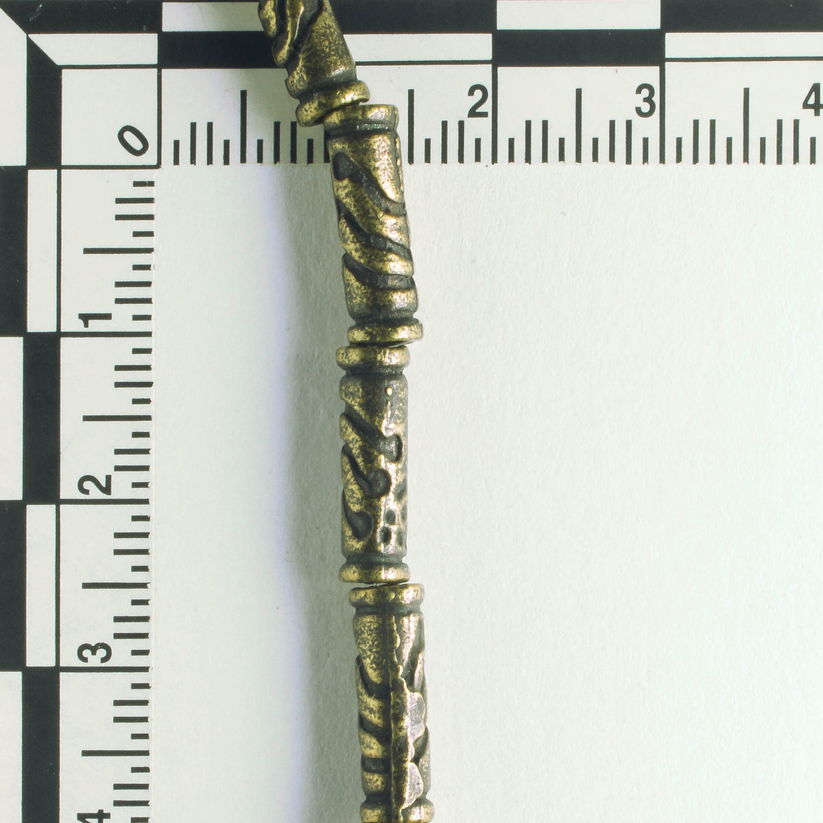 Pewter Beads, Brass Plated - 8" Strand