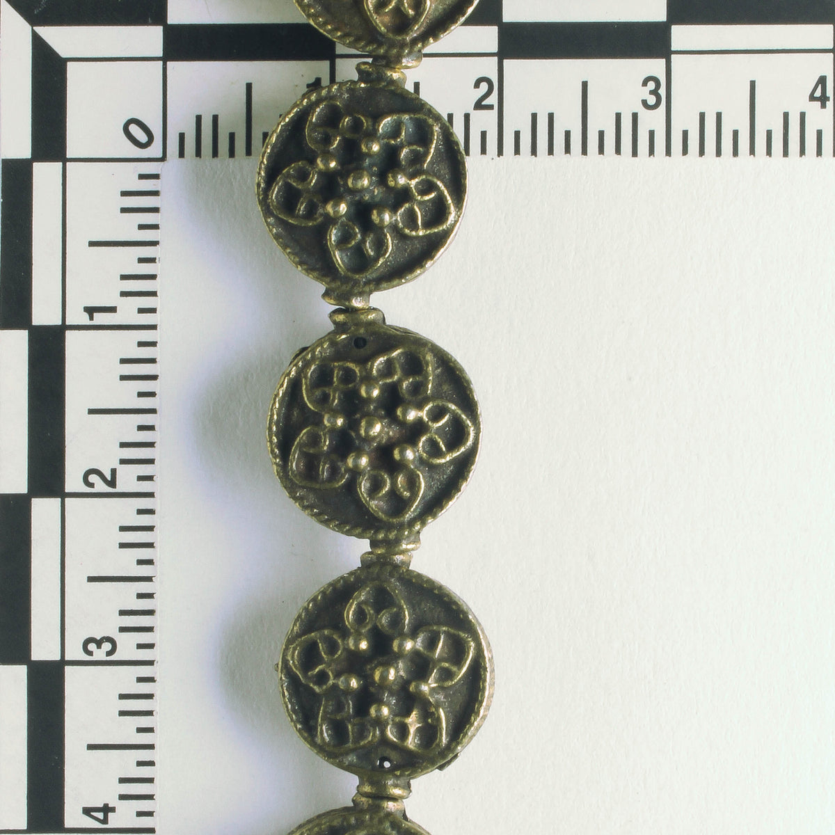 Pewter Beads, Brass Plated - 8" Strand