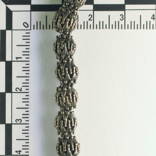 Pewter Beads, Brass Plated - 8" Strand