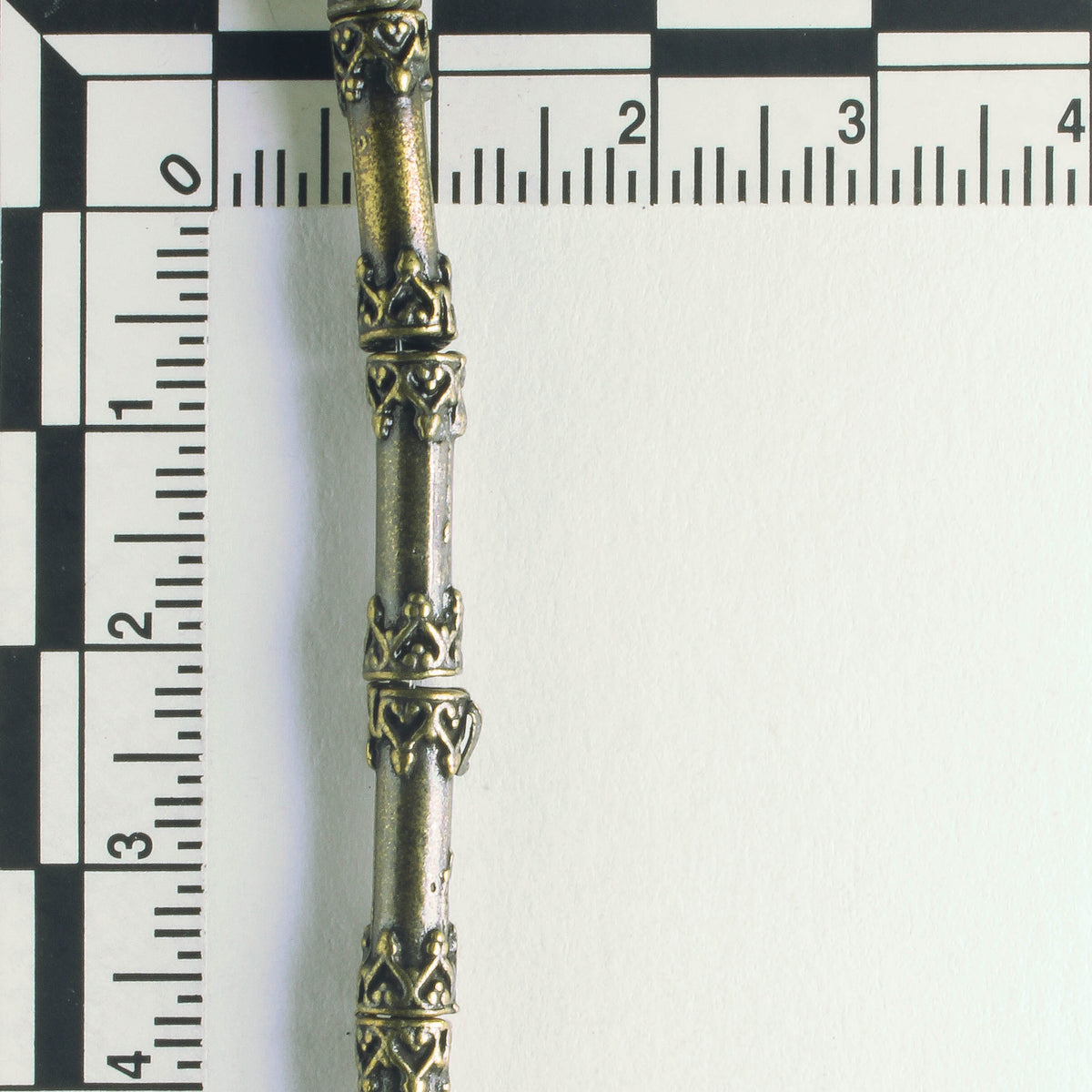 Pewter Beads, Brass Plated - 8" Strand