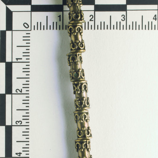 Pewter Beads, Brass Plated - 8" Strand