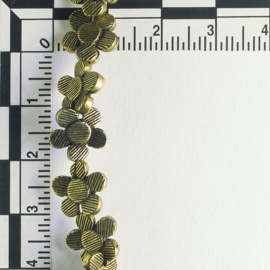 Pewter Beads, Brass Plated - 8" Strand