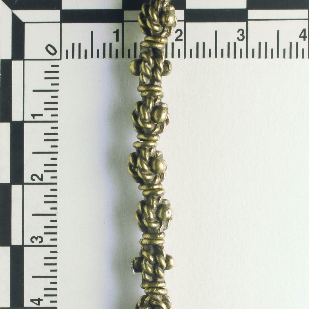 Pewter Beads, Brass Plated - 8" Strand