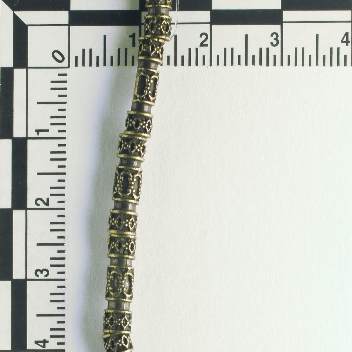 Pewter Beads, Brass Plated - 8" Strand