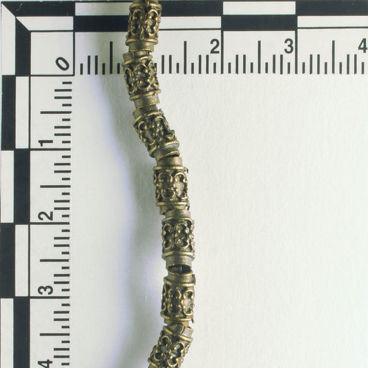 Pewter Beads, Brass Plated - 8" Strand