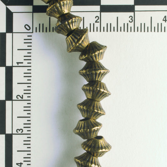 Pewter Beads, Brass Plated - 8" Strand