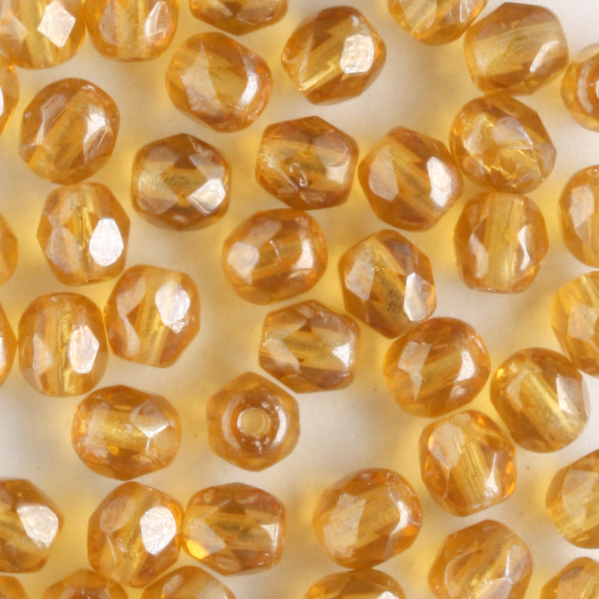 4mm Round Fire Polish Light Amber Luster
