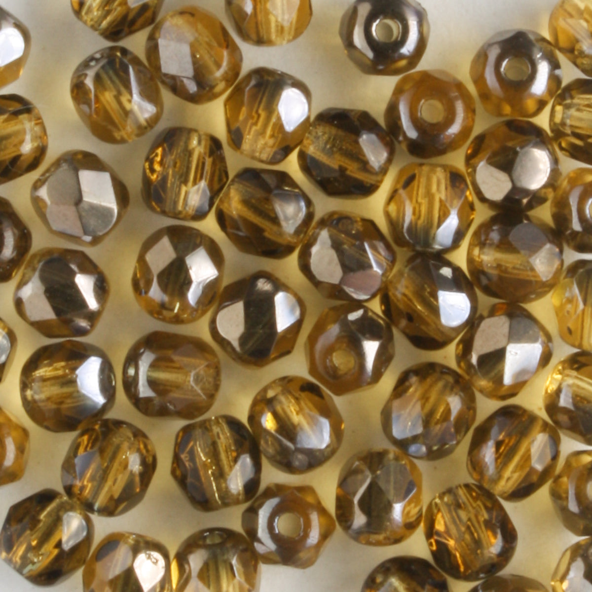 4mm Round Fire Polish Amber Valentinite