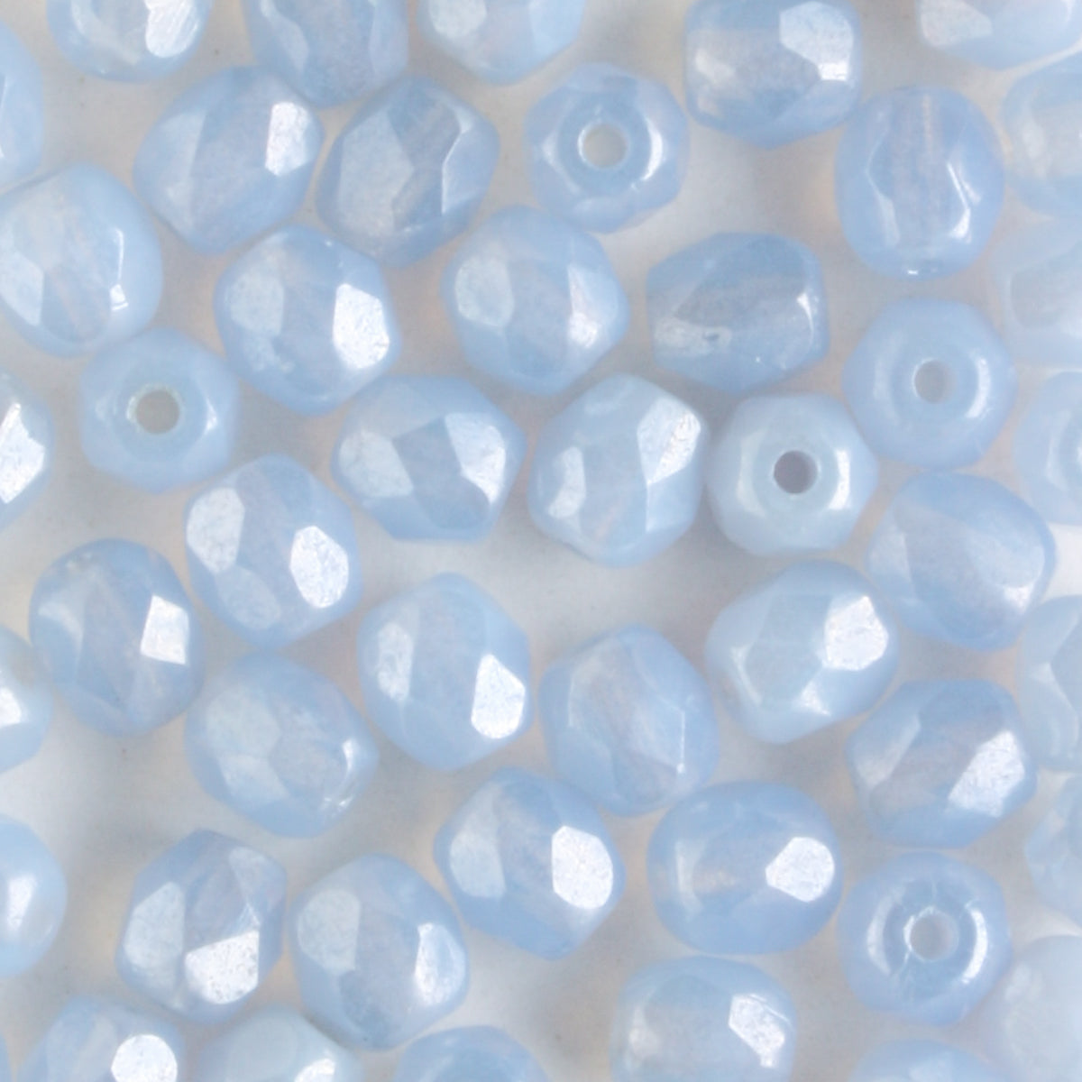 4mm Round Fire Polish Milky Blue Luster