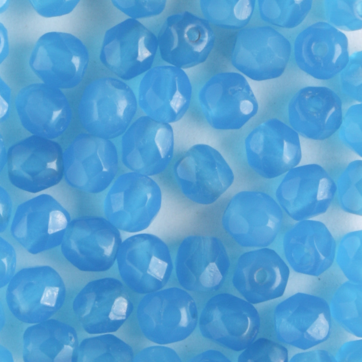 4mm Round Fire Polish Aqua Opal