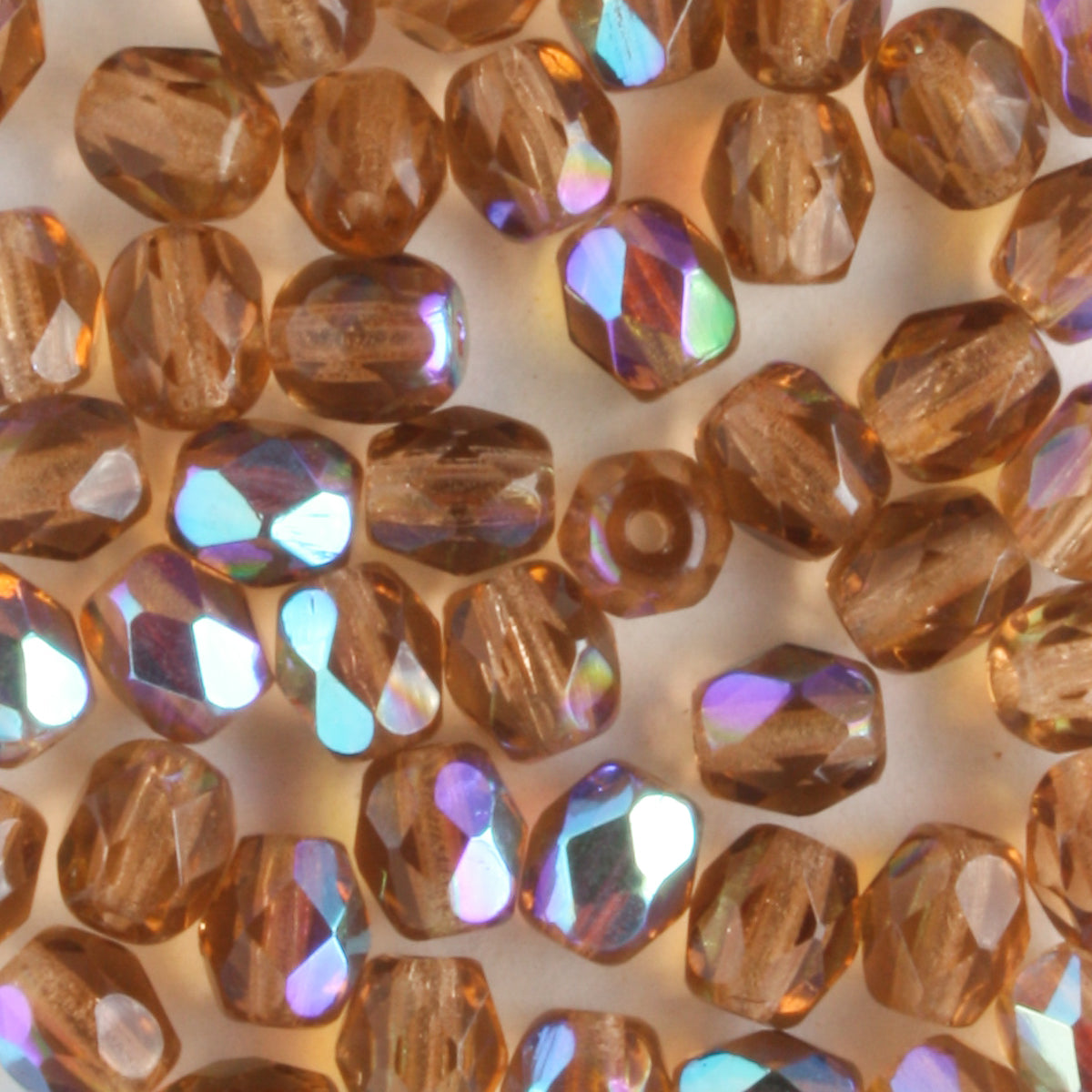 4mm Round Fire Polish Brown AB