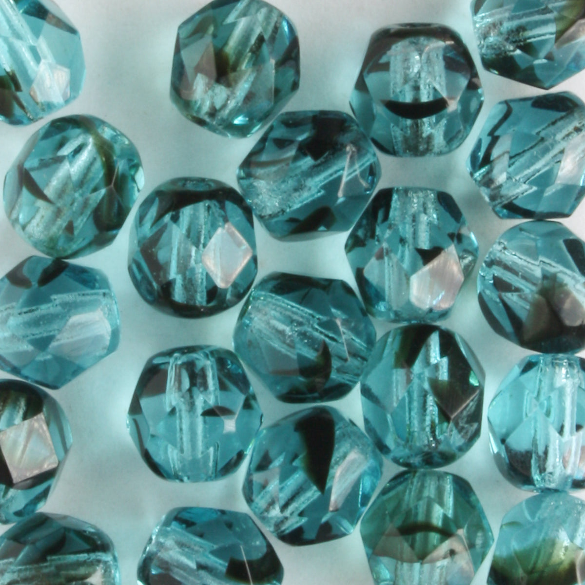 6mm Round Fire Polish Turquoise Black