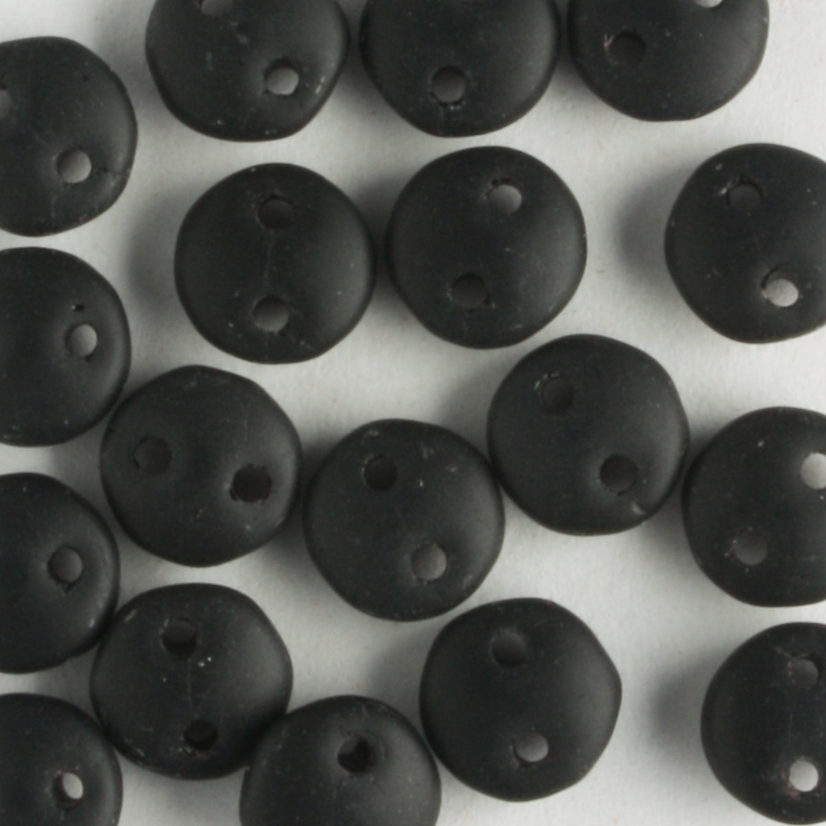2 Hole Lentil Matte Jet - 50 beads