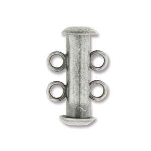 2 Strand Slide Clasp Antique Silver