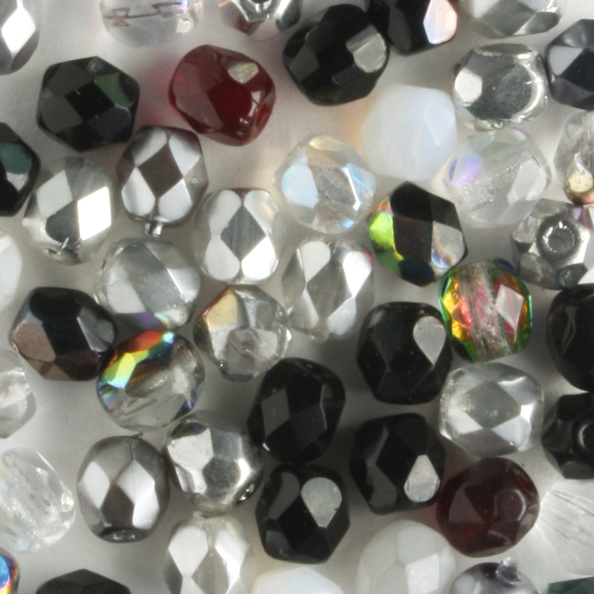 4mm Round Fire Polish Mix Silver Screen