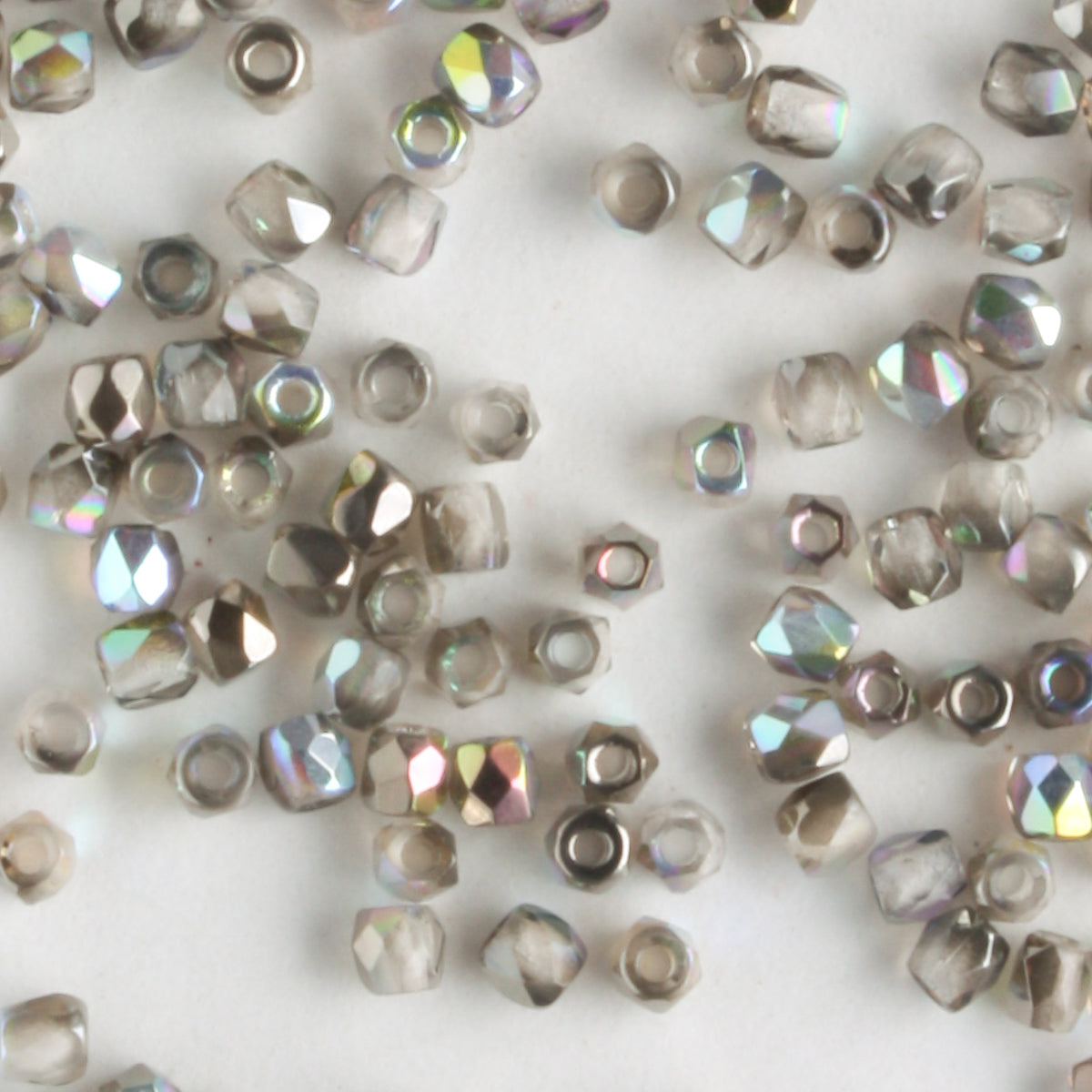 True 2mm Round Fire Polish Crystal Graphite Rainbow