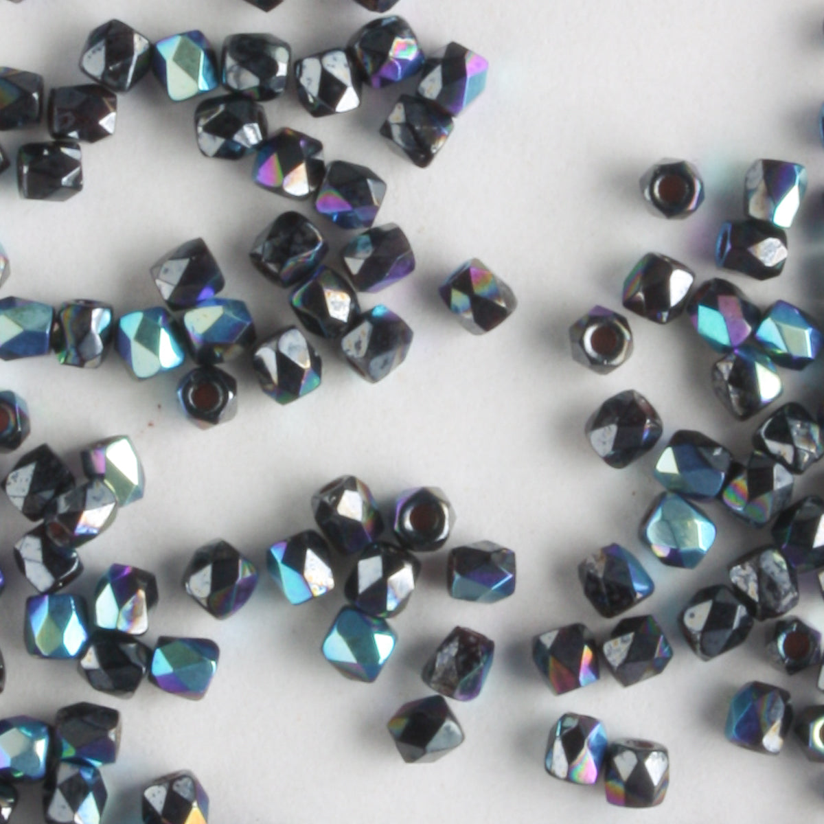 True 2mm Round Fire Polish Jet Hematite AB