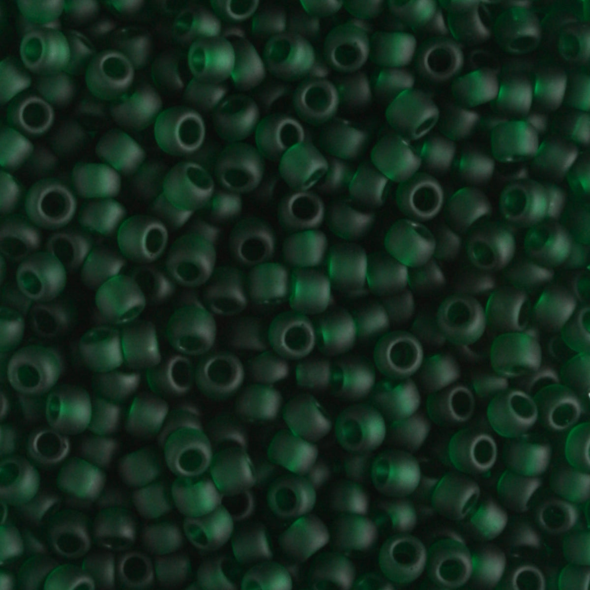 11/0 Transparent Frosted Green Emerald - 10 grams
