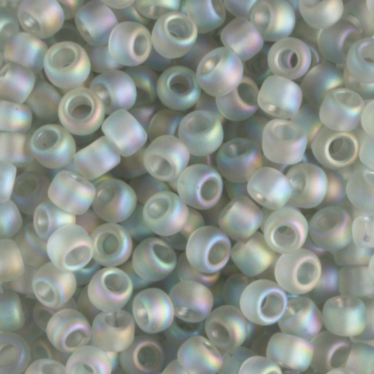 8/0 Transparent Rainbow Frosted Black Diamond - 10 grams