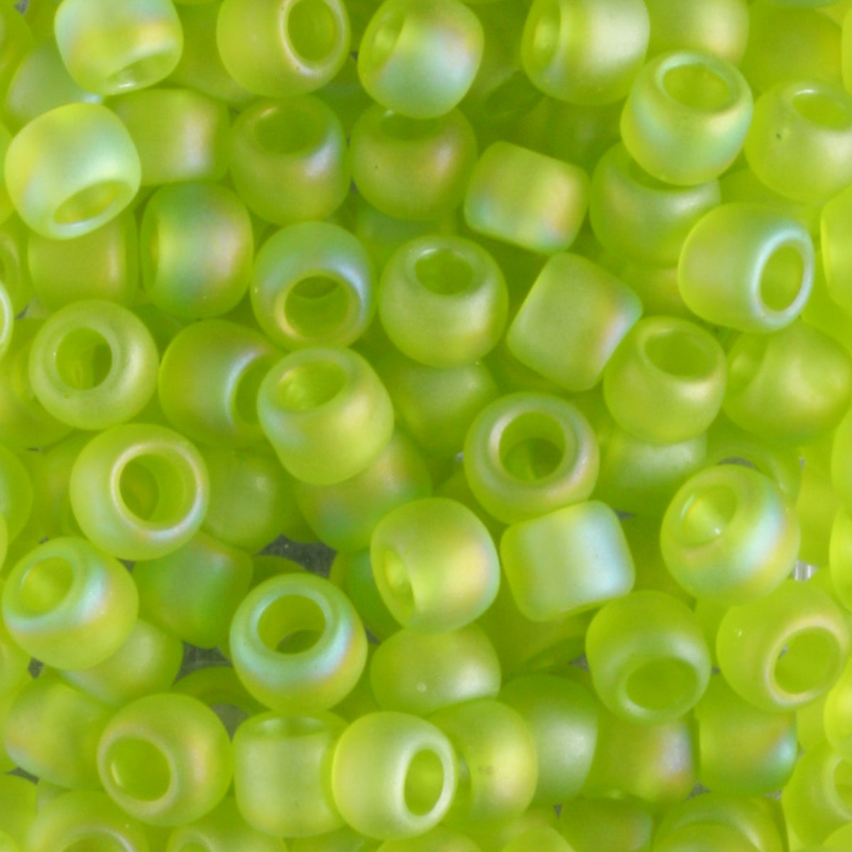 6/0 Transparent Rainbow Frosted Lime Green - 10 grams