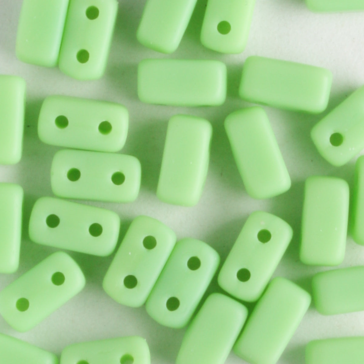 2 Hole Brick Matte Honeydew - 50 beads
