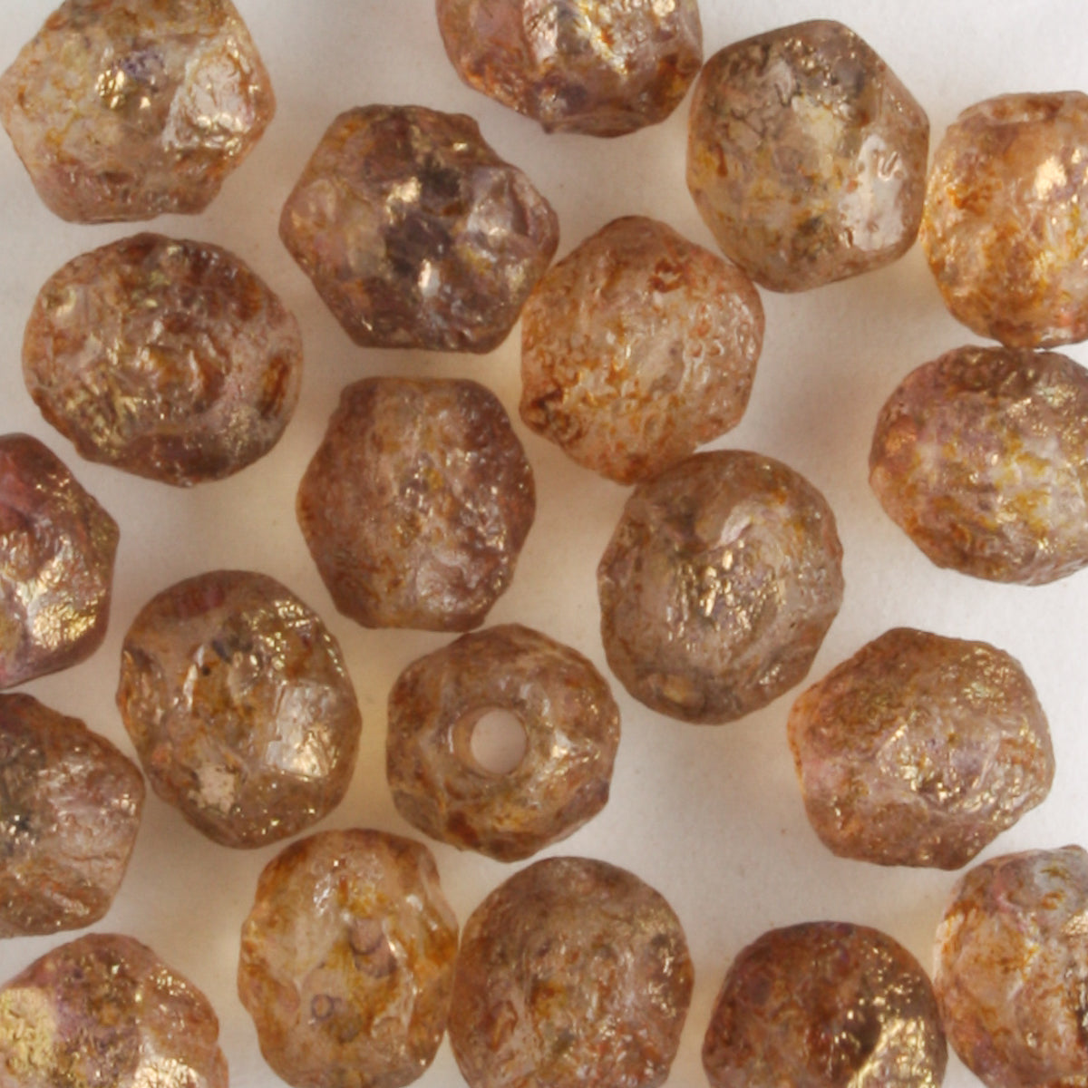 6mm Round Fire Polish Stone Copper Picasso