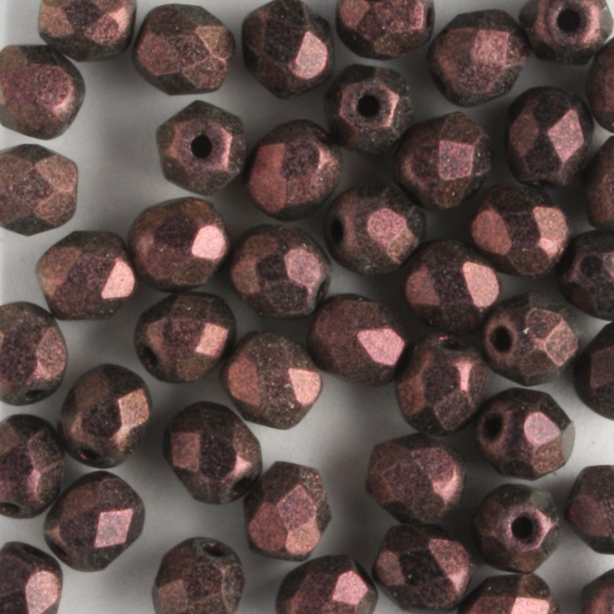 4mm Round Fire Polish Polychrome Pink Olive