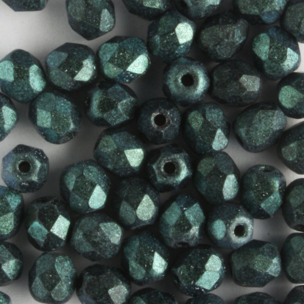 4mm Round Fire Polish Polychrome Aqua Teal