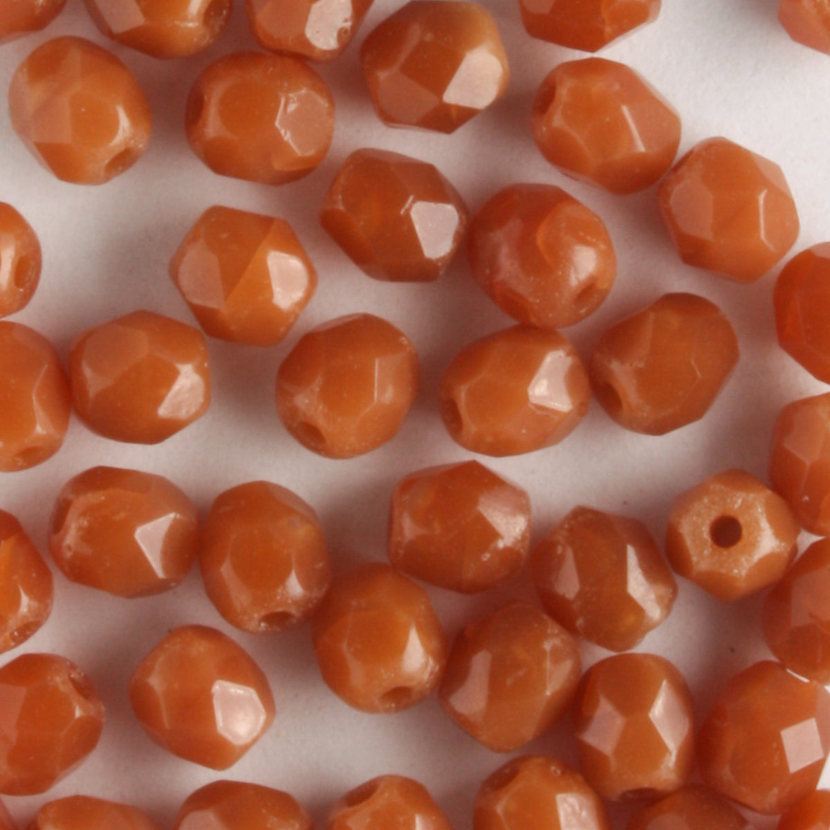 4mm Round Fire Polish Milky Carmel