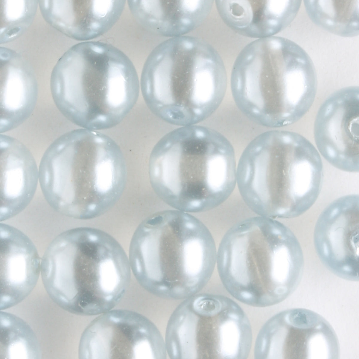 6mm Round Glass Pearls Baby Blue Lights - 25 beads