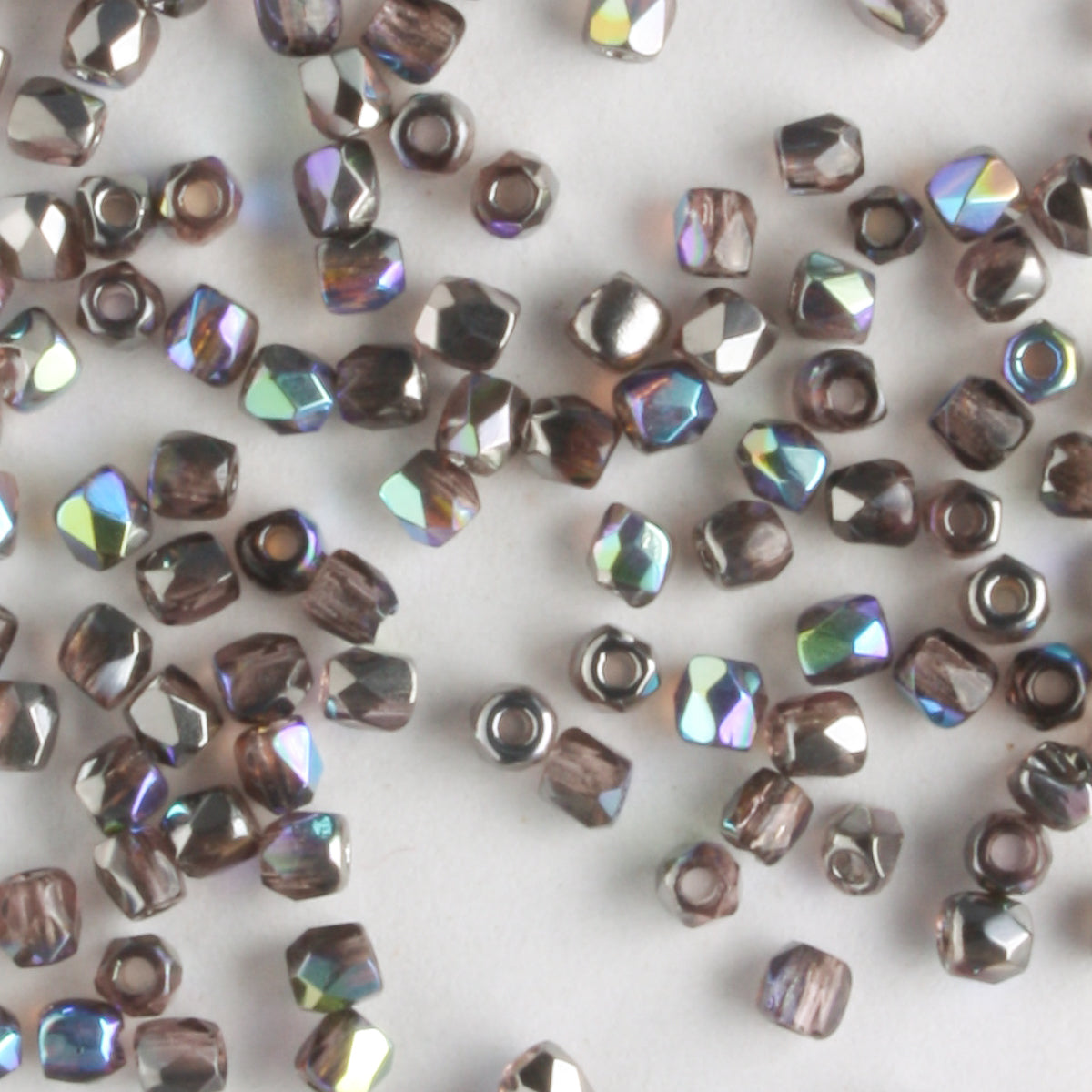 True 2mm Round Fire Polish Light Amethyst Graphite Rainbow