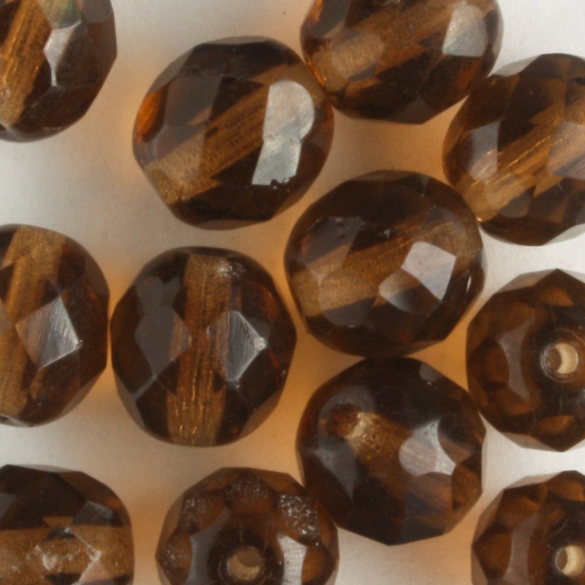 8mm Round Fire Polish Brown