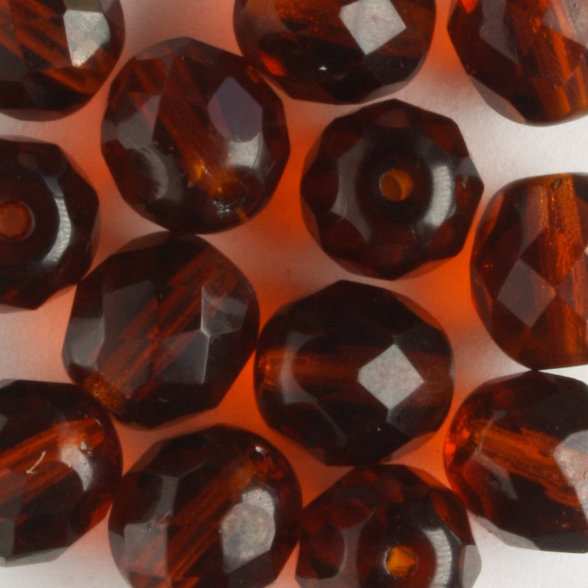 8mm Round Fire Polish Brown